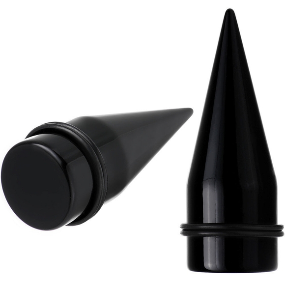 ⭐4 For $25 NWT Punk Goth Black Acrylic 15/16" Tapers - Picture 1 of 10